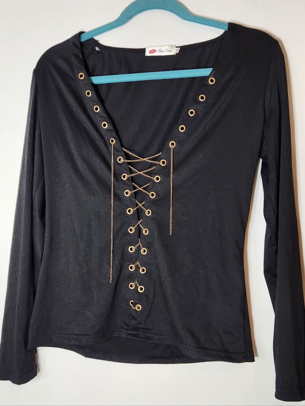 Chain Lace Up Blouse